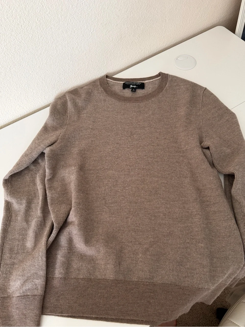 Banana Republic | Italian Merino Yarn | Men's Crewneck Sweater - Taupe Brown